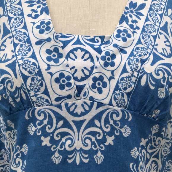 Ann Taylor Blue & White Floral Short Cotton Dress - Picture 2 of 6